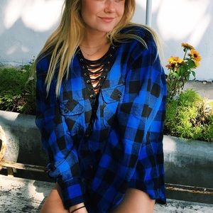 LF vintage oversized lace up flannel